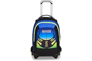Seven Trolley Scuola Jack 3 Ruote Detach Nuanced, Blu Giallo, Zaino Con Carrello Sganciabile Da 37 Litri, Tasca Borraccia, Zainetto Staccabile, Multiuso e Spazioso, Per Scuola Elementare e Media,