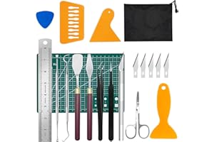 Dottall Plotter Zubehör, 19 Stück DIY Craft Tool Art Work Set, Vinyl Entgitterungswerkzeuge, HTV, Etikettierung, Cameos, einschließlich Spatel für Scherenschnitte, Entgitterungshaken, Pinzette