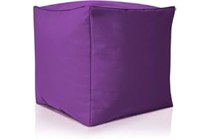 ‎GREEN BEAN Green Bean Sitzsack-Hocker 40x40x40cm mit EPS-Perlen Füllung - Fußhocker Fußkissen Sitz-Pouf für Sitzsäcke - Bodenkissen für Kinder und Erwachsene - Fußablage Sitzkissen Sitzhocker Lila