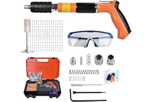 DKEVEU Pistola de Clavos Manual Clavadora Hormigon Pistola tiradores ranura con 120Clavos deAcero Redondos Ajustable 5Velocidades Pistola Clavos Nail Gun con Silenciador clavadora pistola Pared Herramientas