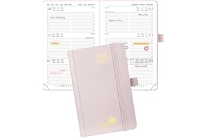 POPRUN Mały Kalendarz 2024 2025 A6 Tygodniowy Książkowy 16 x 10,5 cm, 17 Miesięcy od Sierp 2024 r. do Grud 2025 r, 1 Tydzień 2 Strony, Papier z Certyfikatem FSC® 80 GSM - Jasnoróżowy