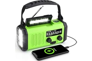 Fwiull Solar Radio, 10000mAh kurbelradio Tragbar Notfall Radio mit AM/FM, Wiederaufladbare Powerbank,LED Taschenlampe & Leseleuchte& SOS Alarm& Kompass für Wandern, Camping, Outdoor, Angeln, Notfall