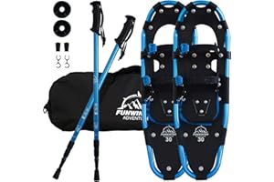 FunWater Light Weight Snowshoes 21''/25''/30'' with Carrying Tote Bag and Snowshoes Poles,Easy to Wear Aluminum Alloy Snowshoes for Women Men Youth