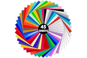 NIMNIK Cricut Vinyl Permanent Adhesive Backed Vinyl for Cricut | 45 Pack A4 Size - 40 Permanent Vinyl Sheets + 5 Transfer Tape for Vinyl Cutter Machine