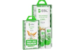 EBL 16-Pack 1.2V Rechargeable Batteries Combo: 8 X Rechargeable Battery AA + 8 X AAA Rechargeable Batteries with Pre-Charged, Low Self-Discharge, High Capacity for Long Lasting Power