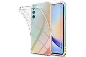 UYMO [3 en 1 Funda para Samsung Galaxy A34 5G con 2 Piezas Cristal Templado, Transparente Carcasa Protectora Anti-Choque Case, [Protección de cámara ] Suave TPU Silicona Anti-arañazos Caso Cover