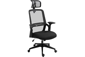 Vinsetto Silla de Oficina Ergonómica Silla de Malla con Altura Ajustable Reposacabezas Soporte Lumbar Regulables y Respaldo Transpirable 63,5x64,5x113-122 cm Negro