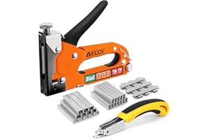 AECCN 3-in-1 Schwerlast-Heftklammern-Set aus Stahl mit 2100 Heftklammern, Polsterhefter für Befestigungsmaterial, Dekoration, Tischlerei, Möbel, Türen und Fenster – Orange