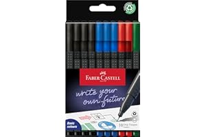 Faber-Castell 151691 - Grip Finepen Office Set, 10 cienkopisów, szerokość linii 0,4 mm, czarny, niebieski, czerwony, zielony