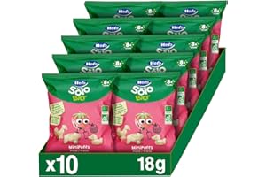 Hero Solo Bio, Snack Mini Puff alla Fragola 100% biologico, Senza Additivi, Non Fritti - 10 Confezioni da 18 gr