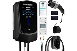 WADA POWER 7KW Caricabatteria per Auto Elettrica con DLB: Stazione di Ricarica per Veicoli Elettrici Tipo 2, Colonnina Ricarica EV Controllo App/RFID, EV Charger Monofase, IEC 62196-2, 5M