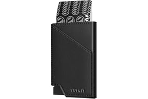VULKIT Portfel na karty kredytowe Blokowanie RFID Slim Aluminium Metal Bank Card Holder Case z kieszenią na pieniądze biznesowe na karty kredytowe Banknoty i monety (Czarny)