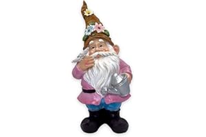 MIJOMA Krasnal ogrodowy, gnome, dekoracja ogrodowa, skrzat, krasnal, dekoracja do ogrodu, na taras, balkon (różowa kurtka, 27 cm)