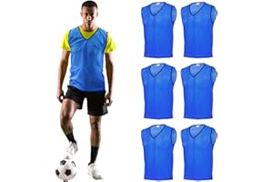 GSi Training Pinnies for Soccer, Basketball, Football (Pack of 6) Mesh Scrimmage Vests for Youth & Adults - Breathable Practice Jerseys - Large Sports Bibs for Teams - 5 Colors Options