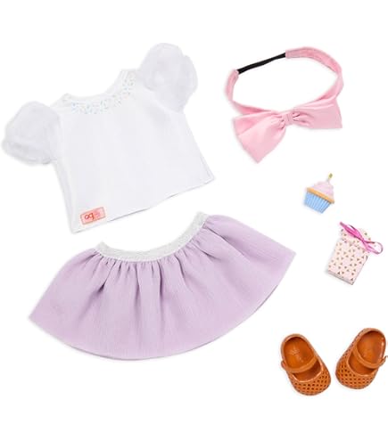 Our Generation Set Abito Da Festa Per Bambole 46 Cm – Vestito Rosa Con Stampa Coriandoli, Fascia Con Fiocco E Stivali