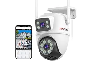 GUOANVISION Outdoor Security Camera, 6MP Dual Lens CCTV Camera,IP66 Waterproof PTZ Home Security Outdoor Camera, 2.4G WiFi Wired Camera Auto Tracking,Motion Detection,Color Night Vision, 2 Ways Talk, SD/Cloud