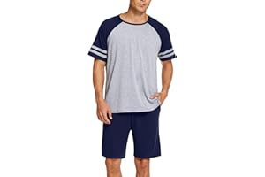 Ekouaer Ensembles de Pyjama Homme Manche Court Doux et Respirant Shorts Pyjama Été Court Homme S-XXL