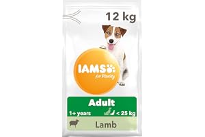 IAMS Hundfoder torr med lamm – torrfoder för vuxna hundar från 1 år, lämplig för små och medelstora hundar, 12 kg