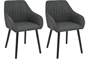 Goeurvant Juego de 2 sillas de comedor negras con reposabrazos y patas de madera para comedor, cocina, silla tapizada, silla con reposabrazos, de poliéster, silla de salón, para comedor, cocina, gris