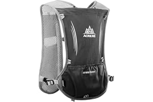 AONIJIE 5L Gilet Hydratation Running Femme et Homme Bretelles de Poitrine Réglables Léger et Réfléchissant Gilet de Course Marathon Randonnée