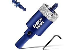SAIBOO 25mm Sierra Perforadora de Diamante con Broca Piloto, Cristal Broca Sierra Perforación de Punta de Diamante para Vidrio Cerámica Mármol Porcelana Azulejos Piedra Caliza