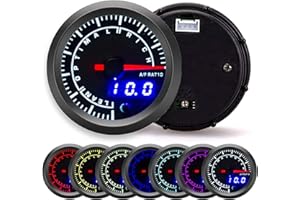 EBTOOLS Relación aire/combustible Indicador AFR Indicador de relación aire-combustible para automóvil 2.5in 12V Indicador de relación aire-combustible Indicador Pantalla de alta precisión Ajuste de adverten