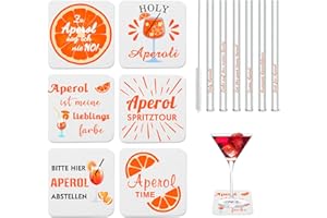 YYSWSAKY Aperol Spritz Geschenk 12 Stück Inklusive Aperol Strohhalme Glas Weiß Aperol Filzuntersetzer Aperol Spritz Accessoires für Frauen Männer Kollegen Freunde Familie
