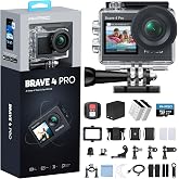 AKASO Brave 4 Pro Sports Camera 4K 20MP with Memory Card U3 64GB Action | 40M Waterproof Water Camera with Dual Screen, EIS,