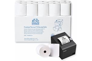 Double Dragon, 80 x 80 mm Premium Thermal Paper Till Receipt Roll for EPOS Printer, POS Terminal, Cash Register [Pack of 20]
