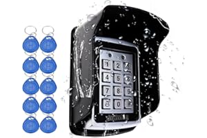 AOAMZ Contrôle d’Accès Imperméable de Clavier à Code Portail Métallique de proximité Étanche Bouton PIN RFID Carte de pour Filaire système d'entrée de Porte Simple, 10pcs keyfobs