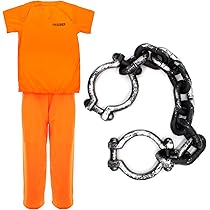 BSBUY Costume da Prigioniero Arancione per Bambini, Halloween Costumi da Detenuto per Bambini, Bambina Tuta Arancione da Detenuto Unisex, Prigioniero Vestiti da Bambino per Cosplay Carnevale Festa