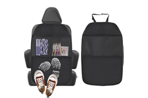 AiQInu Rückenlehnenschutz Auto, Autositz Schutz Rückseite Kinder mit Großen Taschen, Oxford Rücksitzschoner (Schwarz)