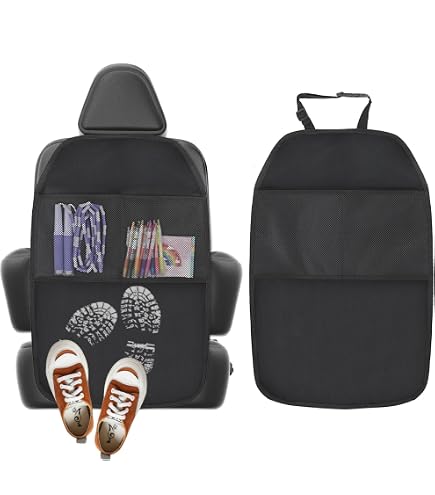 Protection Dossier Siège Auto Enfant - 70x50 Cm, Tissu Oxford Imperméable - Avec 2 Grandes Poches De Rangement
