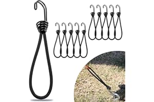Ziamzra 20cm Corde Elastiche con Gancio 10 Pezzi Elastici con Ganci Nero Elastici con Gancio Cinghie Elastiche con Ganci per Tende Striscioni Manifesti Rimorchi Trasporto Fissi
