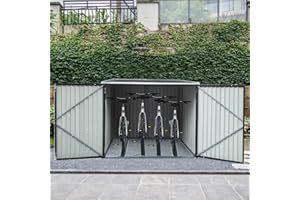 Panana Metal Garden Shed Storage Bike Shed Pent Tool Shed House Galvanized Steel 4 Removable Gravity Locking Racks Can Put 4 Bicycles (4R)