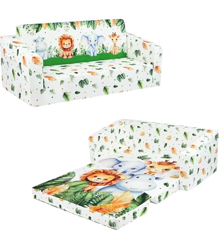Canapé Convertible Enfant Phosphorescent - Modulable En Lit, Chaise, Table - Housse Lavable, Mousse Haute Densité - Dès 3 Ans