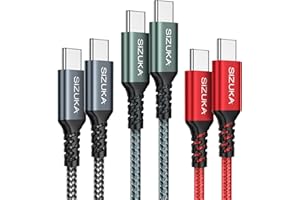 SIZUKA Kabel USB C do USB C 3szt 2M 60W Kabel USB C PD Kabel szybkiego ładowania Nylon USB Typ C Kabel ładowania dla iPhone 15 Pro Max Galaxy S24 S22 A55 A25 A15