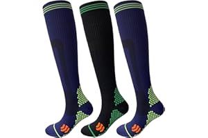 Kreori Skarpety uciskowe dla kobiet i mężczyzn, skarpety uciskowe do uprawiania sportu, lotu, biegania, podróży, jazdy na rowerze, dla pielęgniarek, 15-20 mm Hg