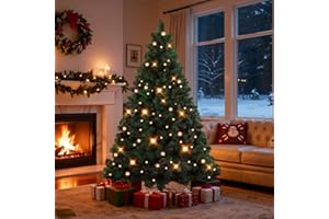 ‎ISOISL ISOISL 120cm Künstlicher Weihnachtsbaum mit Beleuchtung 150 LEDs warm-weiß | Schnellaufbau Tannenbaum 340 Spitzen | PVC Christbaum für Weihnachten Dekoration mit Metallständer