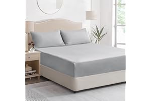 Tifschlaf King Size Fitted Sheet Deep Fit - Grey Kingsize Bed Sheet Extra Deep Pocket 16 inch (40 cm), Soft Brushed Microfiber Mattress Bottom Bedding Sheet, 150x200cm