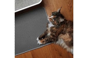 LucyBalu® LOOMAT Auffangmatte für Katzenstreu | Rutschfester Katzenklo Vorleger | Zweilagige Katzenmatte für Katzentoiletten | Katzenstreu Matte | Hygienische Katzenklo Matte | Streumatte | Anthrazit