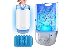URBZUE Trampas Mosquitos, Trampa Insectos Voladores, Trampa para Moscas de Interior, Hogar Seguro,Polillas, Mosquitos, Luz Anti Insectos con Enchufe (1 Dispositivos + 6 Tarjetas Adhesivas)