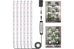 NIELLO 6 Barras de Luz para Cultivo de Plantas, Lámpara de Luz Solar de Espectro Completo con Temporizador 6/12/18H, 5 Niveles Regulables para Suculentas, Estante para Plantas, Bajo Armario