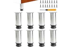 Toolzia 8Pcs Furniture Legs, 4.72"/12cm Adjustable Furniture Support Feet,Adjustable Height Replacement Support Feet Legs for Sofa Table Chair Desk Kitchen Cupboard Cabinets Legs Feet (Silver)