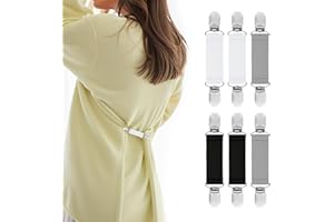 Lusofie 6 Pièces Clip de Pull Clip Élastique pour Vêtement Clip de Gants Clip de Bretelle Clip de Mitaines Clip de Cordon de Serrage Clip de Chemise Robe pour Femme (Noir, Blanc, Gris)