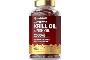 HORBÄACH Antarctic Krill Oil Capsules 2000mg | 120 Softgels | High Strength Blend with Fish Oil, Astaxanthin, Phospholipids, EPA and DHA | by Horbaach