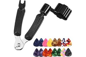 EBOOT 3 in 1 Guitar String Winder Cutter and Bridge Pin Puller, String Winder Acoustic Electric String Winder Tool,Guitar Repair Tool with 16 Pieces Picks