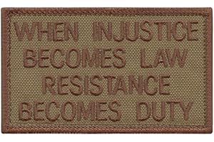 2AFTER1 Tan When Injustice Becomes Law Resistance Duty 2x3.25 Coyote Brown US Declaration Independence Morale Hook cap Patch