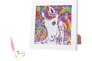 BAYUYI Pittura Diamante per Bambini,Diamond Painting Kit,5D Diamond Painting Kit Completo per Bambini Ragazze e Adulti, Pittura di Mosaico Cavallo per Decorare la Casa Parete 18x18 cm