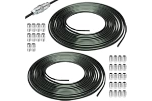 PORFOYO Bremsleitung Stahl Set: 10m Ø 4,76mm pvf-beschichtet Stahl Bremsrohr, Kupferbeschichtet verkupfertes Bremsrohr Set, für Auto Bremssystem Reparatur (2×5m)